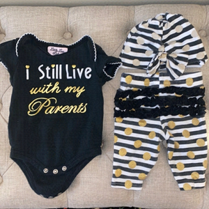 Baby 3 Piece Set with Matching Hat/ Hair Accessory